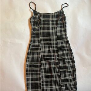 Better Be Black and White Slip Midi Dress